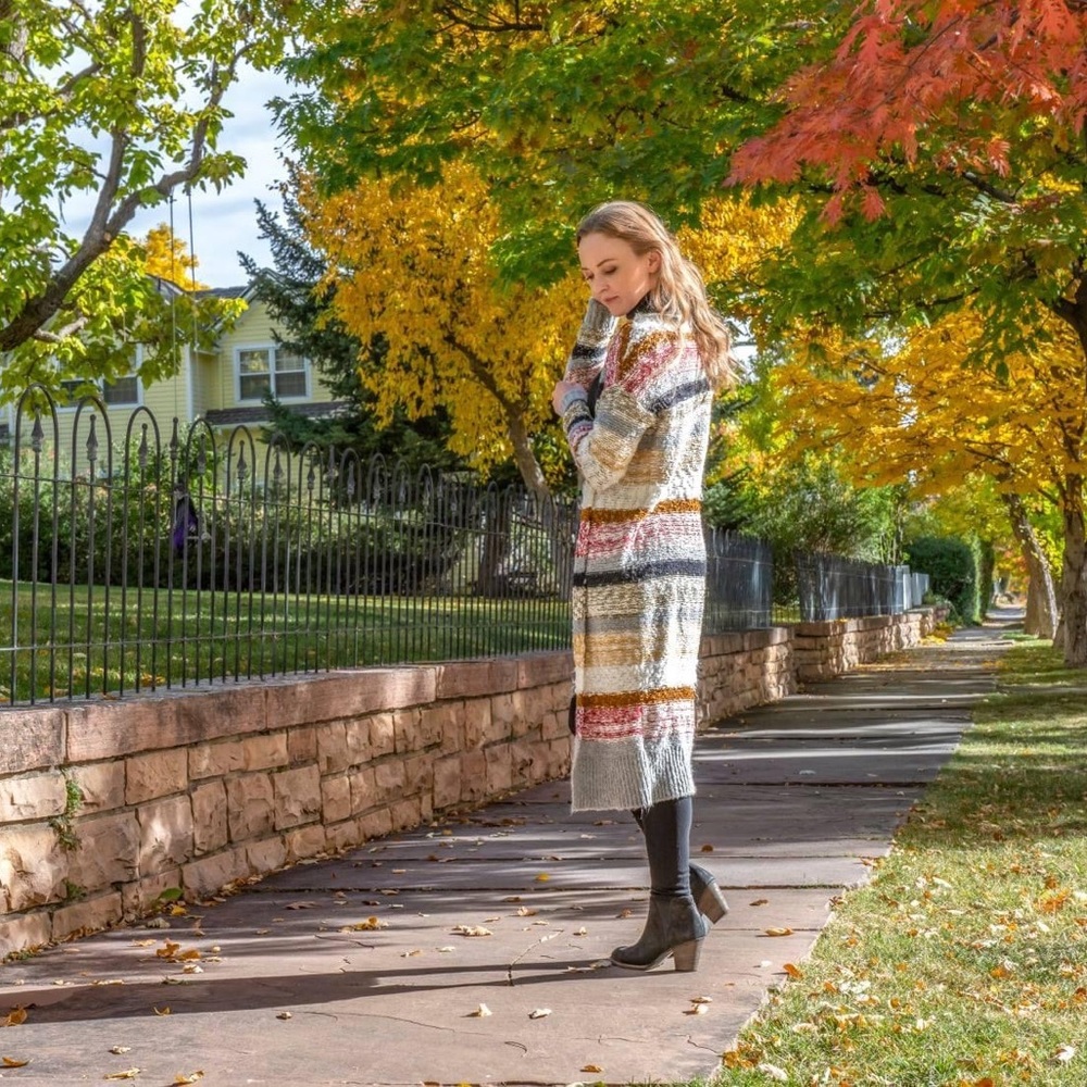Sun & Shadow Multi Color Striped Long Cardigan - image 2